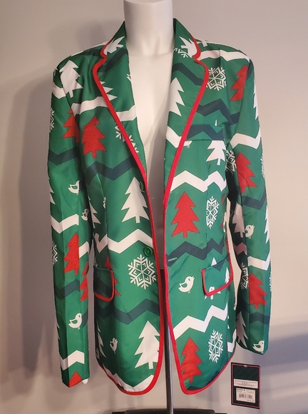 Men's Christmas Holiday Ugly Sweater Blazer - Picture 1 of 7